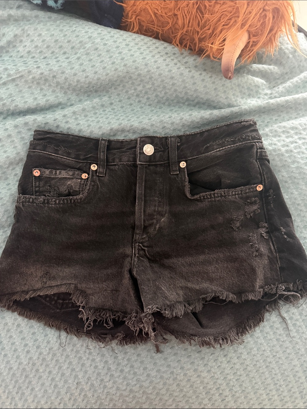 WORN ONCE! We The Free | Free People | Charcoal/Black Denim Shorts